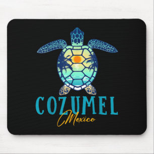 Cozumel Mexico Zeeschildpad Palmboom Zonsondergang Muismat
