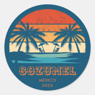 Cozumel Mexico  zonsondergang Matching Ronde Sticker