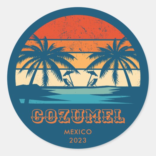 Cozumel Mexico  zonsondergang Matching Ronde Sticker (Voorkant)