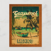 Cozumel Palm Tree Retro 80's Mexicaanse Playa Briefkaart (Voorkant)