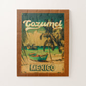 Cozumel Palm Tree Retro 80's Mexicaanse Playa Legpuzzel (Verticaal)