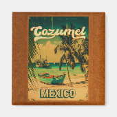 Cozumel Palm Tree Retro 80's Mexicaanse Playa Magneet (Voorkant)