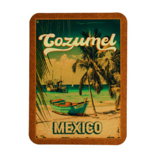 Cozumel Palm Tree Retro 80's Mexicaanse Playa Magneet