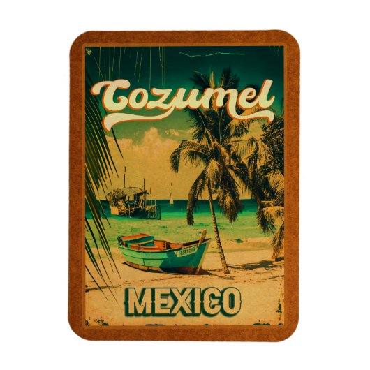 Cozumel Palm Tree Retro 80's Mexicaanse Playa Magneet (Verticaal)