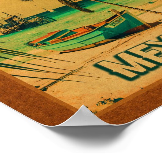 Cozumel Palm Tree Retro 80's Mexicaanse Playa Poster (Hoek)