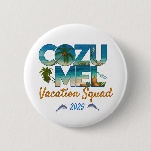 Cozumel Vakantie 2025 Tropisch uitje avontuur Ronde Button 5,7 Cm