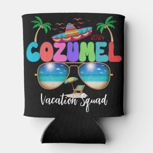 Cozumel Vakantie Squad Zon, Zand, en Herinneringen Blikjeskoeler (Achterkant)