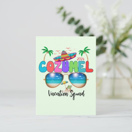 Cozumel Vakantie Squad Zon, Zand, en Herinneringen Briefkaart (Staand voorkant)