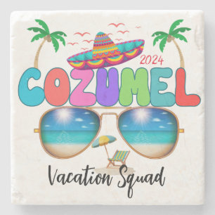 Cozumel Vakantie Squad Zon, Zand, en Herinneringen Stenen Onderzetter