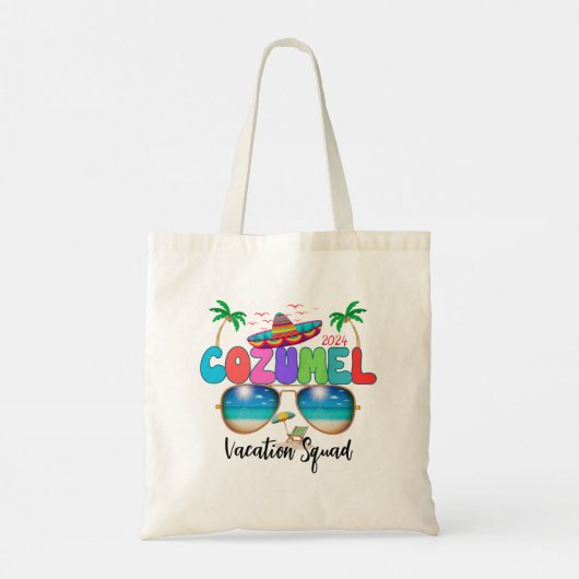 Cozumel Vakantie Squad Zon, Zand, en Herinneringen Tote Bag (Achterkant)