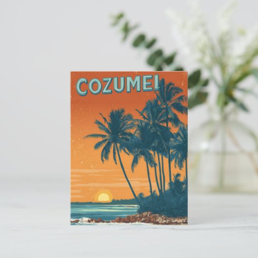 Cozumel vintage briefkaart (Staand voorkant)