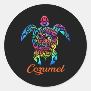 Cozumel Zee Schildpad Familie Vakantie Zomer 2025 Ronde Sticker