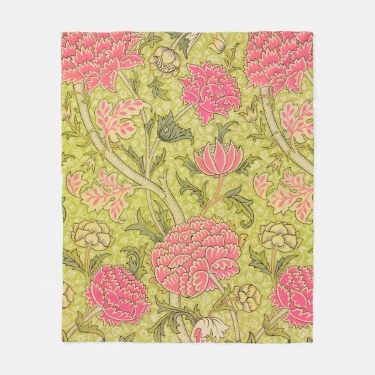 Cozy 19thc roze, groene gepatterde vlootsdeken fleece deken (Voorkant)