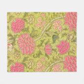 Cozy 19thc roze, groene gepatterde vlootsdeken fleece deken (Voorkant (Horizontaal))