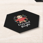 Cozy And Bright Sloth Christmas Lights (3) Kartonnen Onderzetters (Schuin)