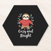 Cozy And Bright Sloth Christmas Lights (3) Kartonnen Onderzetters (Voorkant)