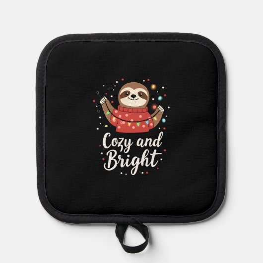 Cozy And Bright Sloth Christmas Lights (4) Pannenlap (Voorkant)