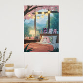 Cozy Anime Bedroom Kawaii Cherry Blossom Anime Poster (Keuken)