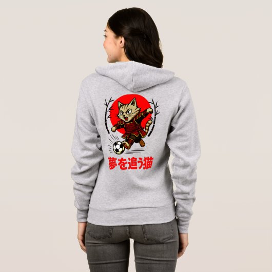 Cozy Anime Samurai Cat Soccer - For Japanese Cultu Hoodie (Achterkant volledig)