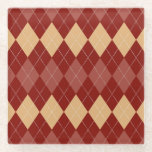 Cozy Argyle Aesthetic with Dotted Lines Glazen Onderzetter<br><div class="desc">Argyle pattern with alternating red and beige diamonds,  intersected by dotted lines creating a retro,  cozy aesthetic. Symmetrical and geometric design.</div>