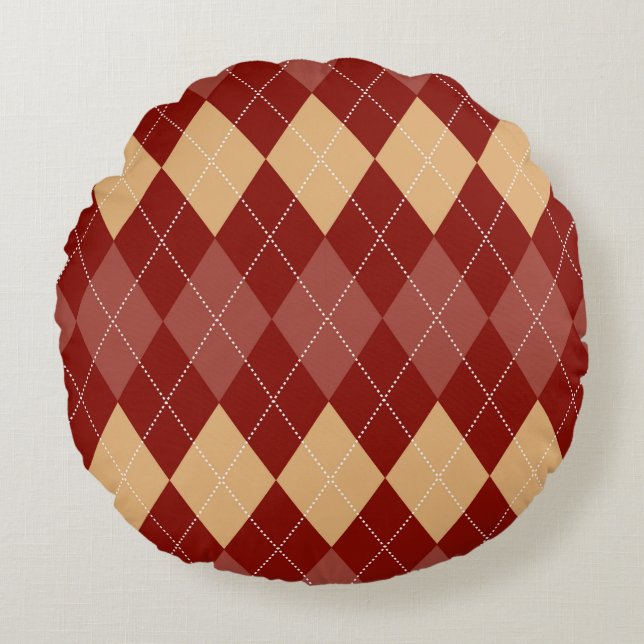 Cozy Argyle esthetiek met stippellijnen Rond Kussen (Voorkant)