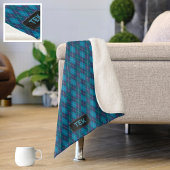 Cozy Argyll in Ocean Blue Shades - Voeg Initialen  Sherpa Deken