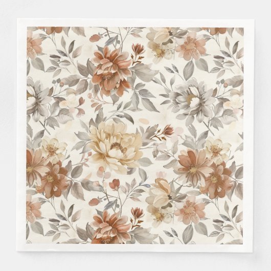 Cozy Autumn Aesthetic Fall Floral Pattern Servet (Voorkant)