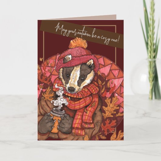 Cozy Autumn Badger Art Card Kaart (Voorkant)