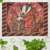 Cozy Autumn Badger Art Kitchen Towel Theedoek (Gevouwen)