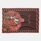 Cozy Autumn Badger Art Kitchen Towel Theedoek (Horizontaal)