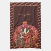 Cozy Autumn Badger Art Kitchen Towel Theedoek (Verticaal)