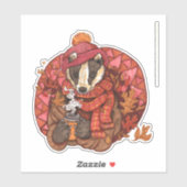 Cozy Autumn Badger Art Sticker (Vel)