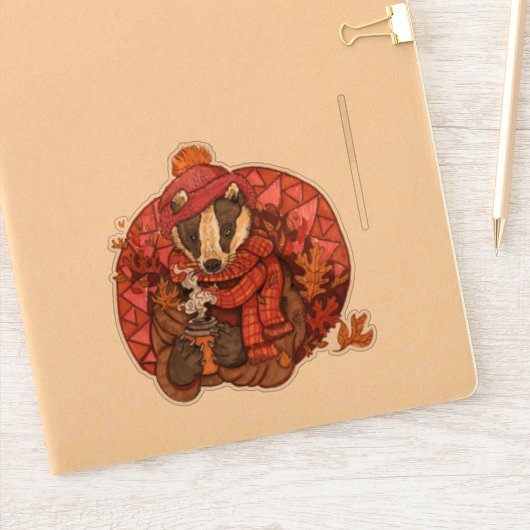 Cozy Autumn Badger Art Sticker (Notitieboek)