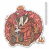 Cozy Autumn Badger Art Sticker (Voorkant)