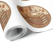 Cozy Autumn Books and Coffee Illustration Cadeaupapier (Rol Hoek)