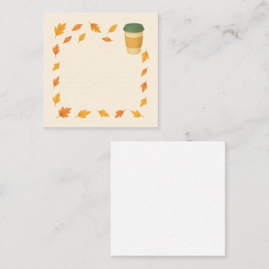 Cozy Autumn Coffee – Falling Leaves Notitiekaartje (Voorkant / Achterkant)