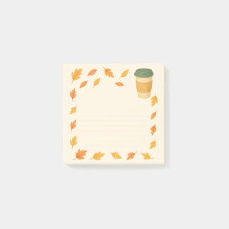Cozy Autumn Coffee – Falling Leaves Post-it® Notes