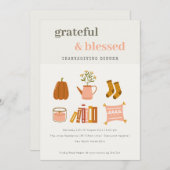 Cozy Autumn Essential Thanksgivingen Dinner Invite Feestdagenkaart (Voorkant / Achterkant)