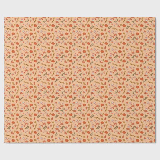 Cozy Autumn Fall Halloween Drinks Pattern Cadeaupapier (Vlak)