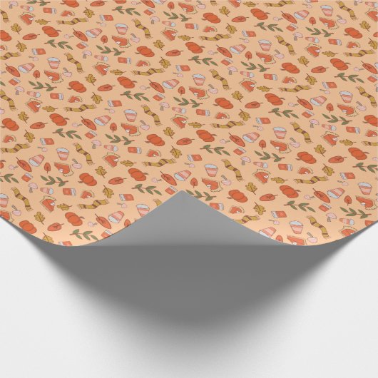 Cozy Autumn Fall Halloween Drinks Pattern Cadeaupapier (Hoek)