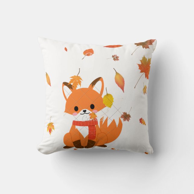 Cozy Autumn Fox Sierkussen - "Gewikkeld in de herf (Voorkant)