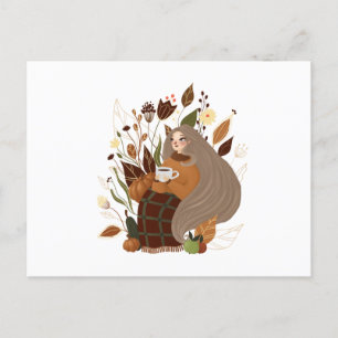 Cozy Autumn Girl Briefkaart