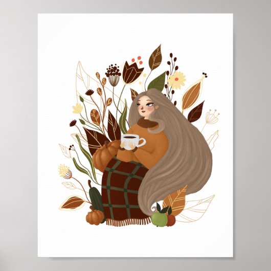 Cozy Autumn Girl Poster (Voorkant)