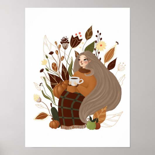 Cozy Autumn Girl Poster (Voorkant)