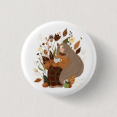 Cozy Autumn Girl Ronde Button 3,2 Cm (Voorkant)