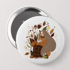 Cozy Autumn Girl Ronde Button 4,0 Cm