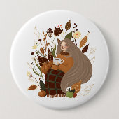 Cozy Autumn Girl Ronde Button 4,0 Cm (Voorkant)