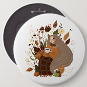 Cozy Autumn Girl Ronde Button 6,0 Cm (Voorkant /achterkant)