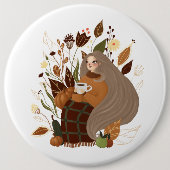 Cozy Autumn Girl Ronde Button 6,0 Cm (Voorkant)