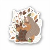 Cozy Autumn Girl Sticker (Voorkant)